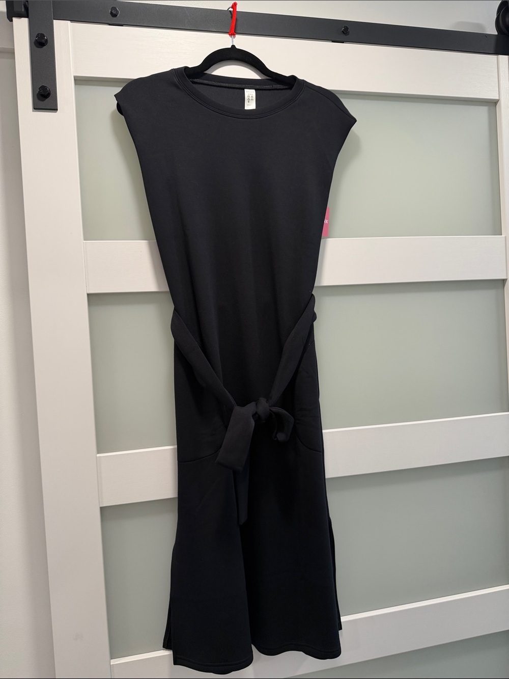Spanx Air Essentials Black Sleeveless Tie-Waist Midi Dress